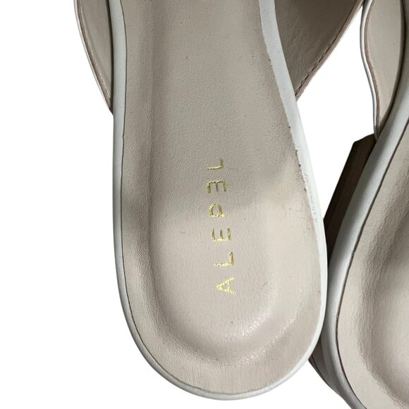 Alepel White & Blue Leather Hand Painted Floral Slide Sandals Mules Size 8 - Picture 13 of 14